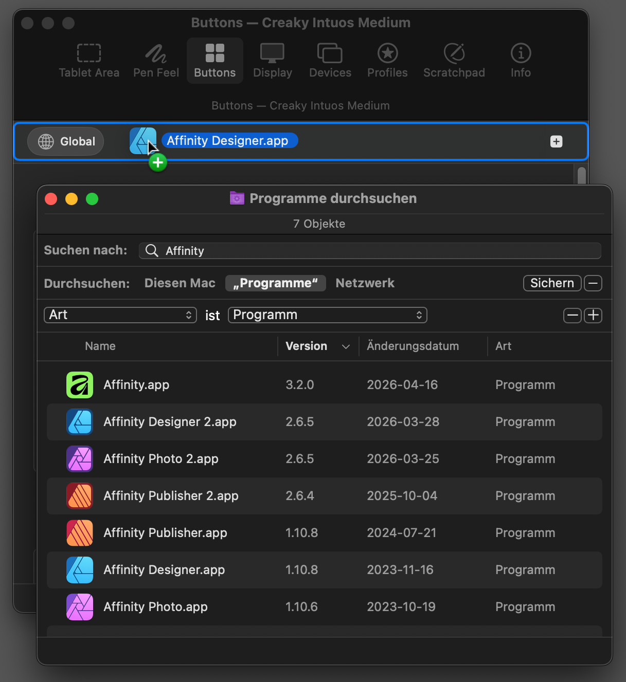 Customize apps by drag and drop or with the drop-down menu (dark theme)