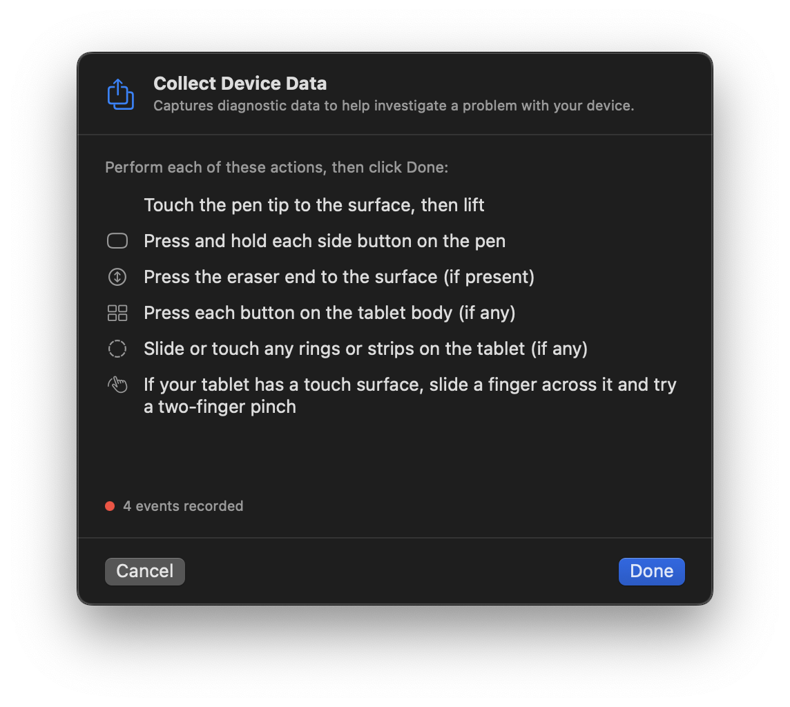 MockTab data collection sheet recording HID activity (dark theme)