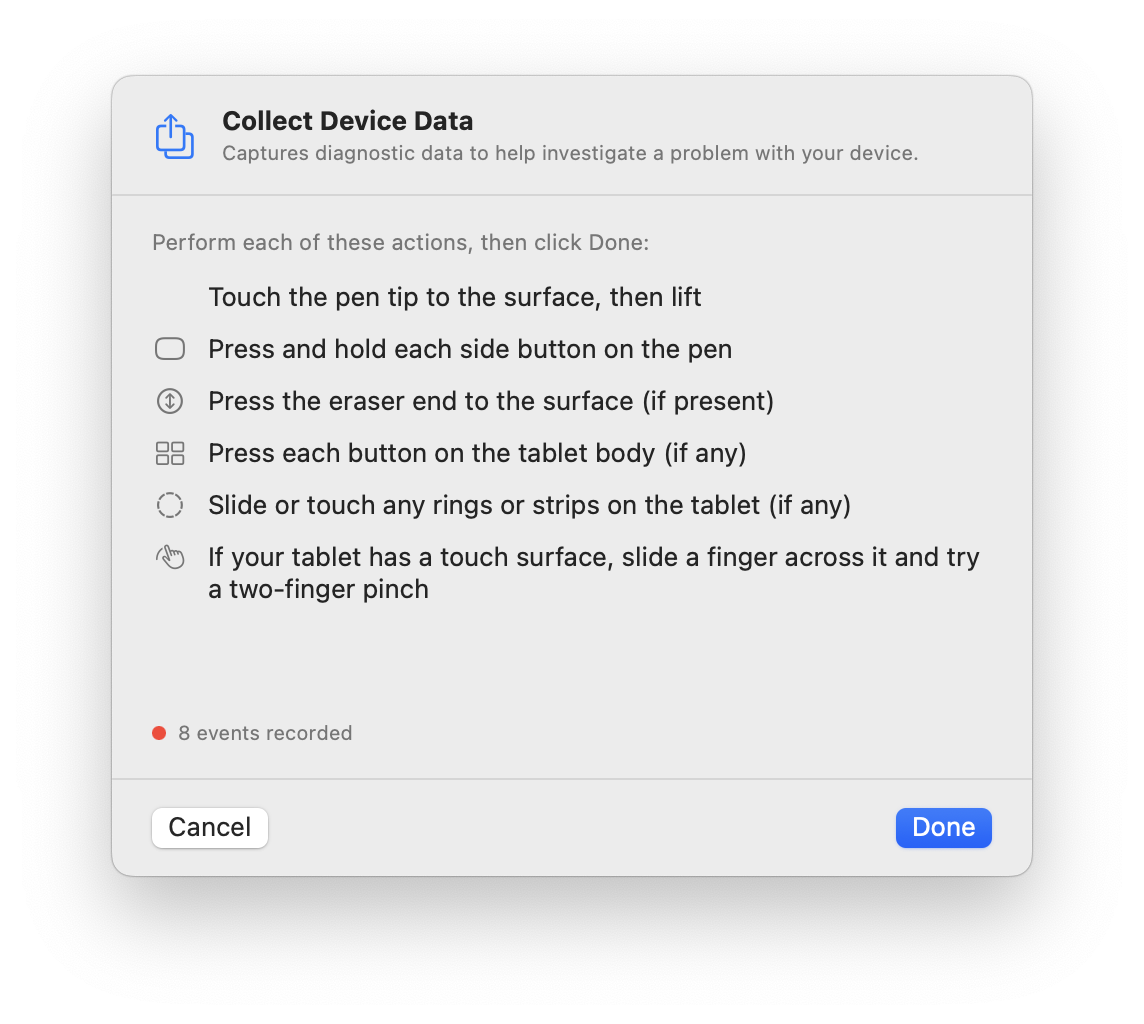 MockTab data collection sheet recording HID activity