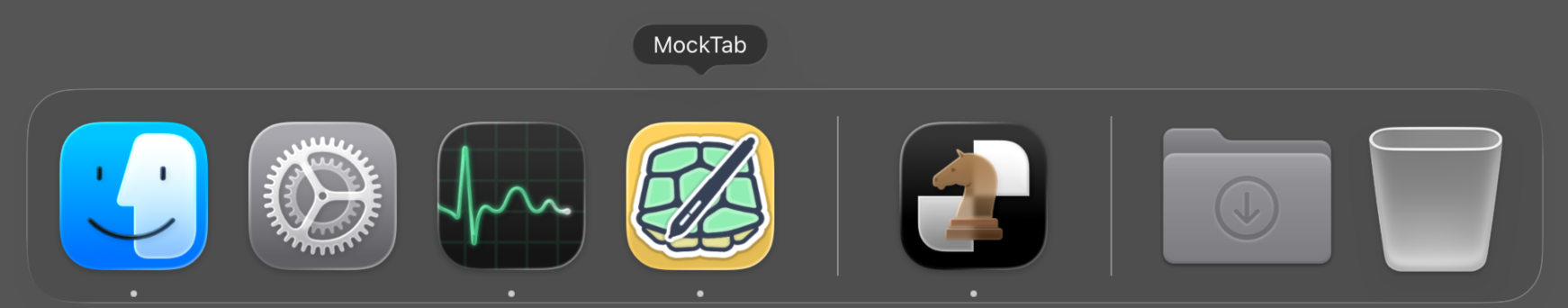 macOS Dock showing running applications