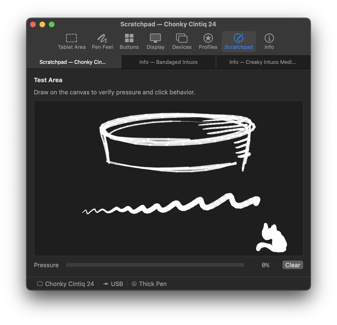Live scratchpad showing pressure and tilt visualisation (dark theme)