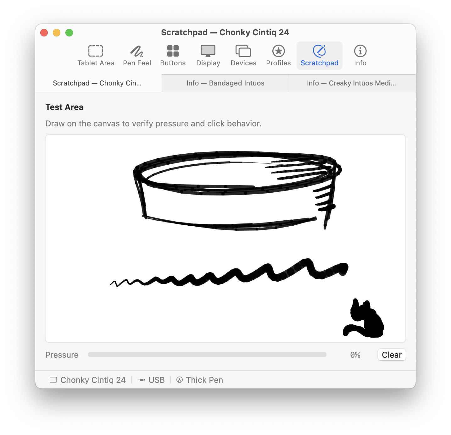 Live scratchpad showing pressure and tilt visualisation